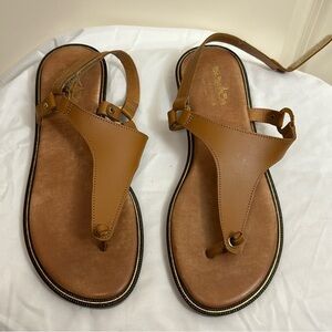 Coach and Four Brown Leather Sandals Minimalist Thong Design